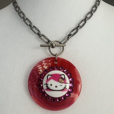 Tarina Tarantino x Hello Kitty Pink Head Necklace Reddish Pink with White Swirl picture