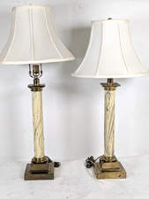 Pair Vintage Paul Hanson Marble Neoclassical Column Lamps Hollywood Regency picture