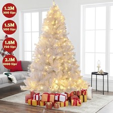 4/5/6/7FT White Artificial Christmas Tree Warm White LED Lights Holiday Decor picture