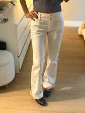 Dolce & Gabbana Women’s White Straight Leg Mid Rise Twill Pants Size 4-6 picture