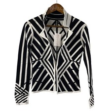 Yoana Baraschi Black White Basketweave Sweater Top Blazer Jacket XS $289 picture