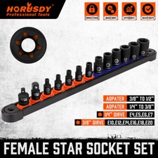 13PC Female E Torx Star Socket Set External E4-E20 Torque 3/8