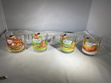 Vintage 1970s 4 McDonalds Garfield Clear Glass Coffee Mugs Jim Davis   J picture