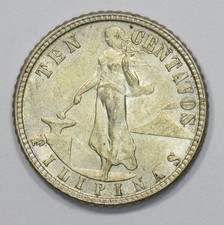 Philippines 1944-D Commonwealth Ten Centavos Silver P151253 picture