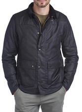 NWT Barbour Waxed Jacket XXL Men's Reelin Navy Blue Insulated Coat 2XL Slim Fit picture