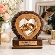 Personalized Together Forever Couple 2-Layer Wooden Block Gift for Her Him picture