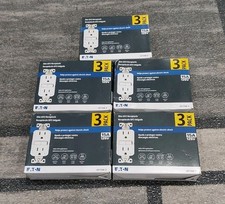 Eaton (GF15W-3) 15A 125V Slim GFCI Receptacle LOT OF 5 White, 3-Pack NEW i1*** picture