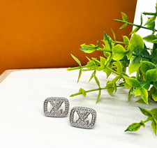 Luxury earrings Silver Tone Rectangle Logo, stainless steel picture