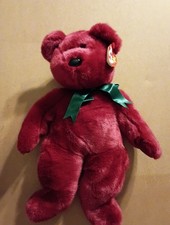 1998 Vintage Authentic Ty Red Beanie Buddy - Teddy Bear - New Tags - Never Used picture