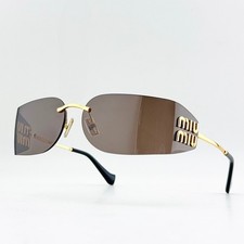 Miu Miu SMUA51S Rimless Gold Frame Brown Lens Oval Sunglasses Women 75mm picture