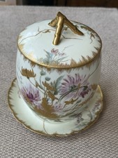 1890’s T&V Tressemanes & Vogt LIMOGES Hand Painted Biscuit Jar, Lid & Plate picture