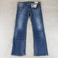 Diesel Safado-R Slim Straight Jean Mens 34x32 Blue Distressed Button Fly Stretch picture