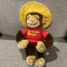 GUND Curious George Vintage 1990 13” Plush Monkey Red Shirt Yellow Hat picture