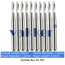 10-100pcs FG 701 Dental Carbide Burs 19mm FG Tapered Fissure Bur for High Speed picture