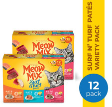 Meow Mix Pate in Gravy Surf n’ Turf Pates, Wet Cat Food, 2.75 oz Cup, 24 Pack picture