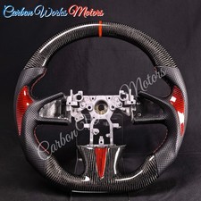 Real Carbon Fiber Steering Wheel For INFINITI Q50 2014-2017 W/CF Red Devil Horns picture