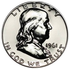1961 Franklin half dollar Gem 90% Silver Proof picture