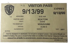 Original 1999 Warner Bros Visitor Pass Diane Keaton Studio Sound picture