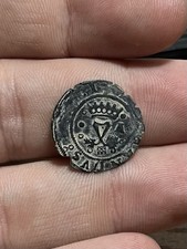 1400s Cuartillo Silver Cob Colonial Spanish Silver Pirate Old Spain Segovia Mint picture