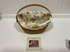 Longaberger 2007 Woven Wood Oval Basket with Handle, fabric liner, protector car picture