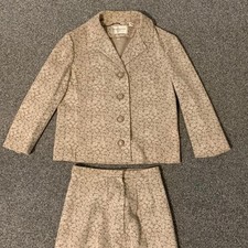 Windsmoor Suit Blazer Skirt Size 14 Beige Wool Vintage picture