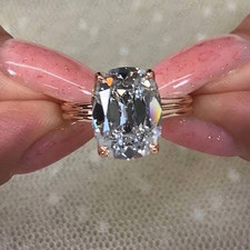 4.00 TCW Elongated Cushion Old Mine Moissanite Engagement Ring In 14K Rose Gold picture