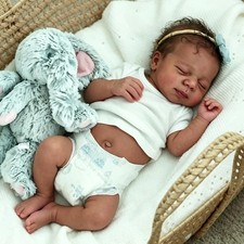 Anano Black Reborn Baby Doll Silicone 18 Inch Biracial Girl picture
