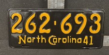 1941 North Carolina License Plate Tag 262 693 picture