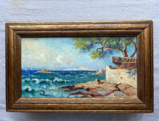 Signed Continental Seascape 14”x7.85” c.1895-1915 Emery, Bird, & Thayer KC picture