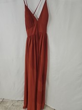 New AZAZIE Dark Red Bride Maid Long Women Dress Sleeveless Size A4 picture