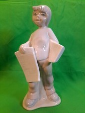 Vintage Tengra Porcelain Figurine Boy Selling Newspapers Made in Spain picture