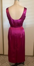 1950-60s Vintage/Retro Rockabilly Silky Satin Wine Cocktail Dress—Sexy Low Back picture