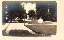 Antique RPPC Landscaped Park Grounds Statue Lamp Posts Real Photo Postcard picture
