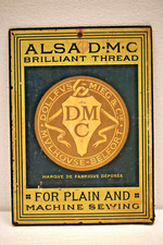 Vintage D.M.C. Brilliant Thread Double Sided Cardboard Sign Dollfus Mieg Mulhous picture
