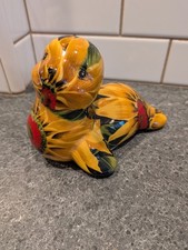 Vintage La Vie Patchwork Floral Sunflower Decoupage SEAL Figurine Ocean RARE picture