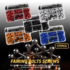 177Pcs Black Motorcycle Fairing Bolts Kit Windscreen Screws Fastener Nut Clips picture