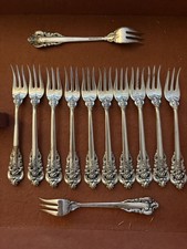 Lot of 12 Wallace Grande Baroque Sterling Silver Cocktail / Seafood Forks picture