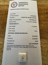 IGI Certified Lab-Created Diamond 1.10ct F VVS2 Pear 9.14x5.79x3.58mm picture