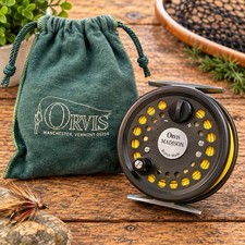 Vintage Orvis Madison Fly Fishing Reel British Made w/ Line & Pouch picture