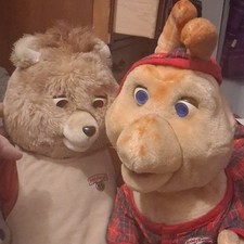 ​Vintage 1985 Worlds of Wonder Teddy Ruxpin Bear & Grubby Caterpillar Set Lot  picture