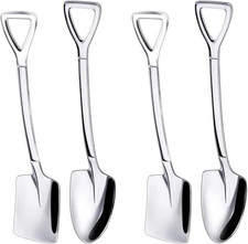4 Pcs Silver Stainless Steel Dessert Spoons, Dessert Spoon Set, 4.8