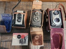 Lot Of 3 Vintage Cameras Ciro-Flex Model D,Voigtlander Brilliant, Argus 75mm picture