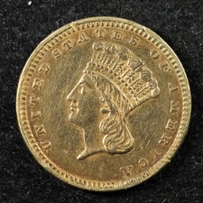 1857-P $1 Dollar Type 3 Gold Indian Princess -  USA picture