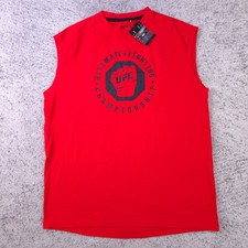 UFC T-Shirt Mens Medium Sleeveless Tank MMA BJJ Red Crew Neck Logo Graphic NWT picture
