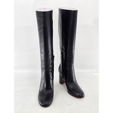 Vince Elora Tall Black Leather Boots Womens Size 8 M Block Heel Zip Up - NEW picture