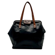 Furla Doctor-Style Black And Brown Leather Satchel Bag picture
