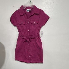 Xhilaration Girls Pink Knee-Length Shirt Dress Button Belted Pockets picture
