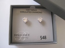 BRILLIANCE 10k Gold Simulated Diamond Earring Heart picture