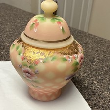 Fenton Hand-Painted Glass Jar w/Lid Artist Signed Sue Jackson 621/2500 GLOWS picture
