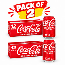 (2 PACK) Coca-Cola Soda Pop Fridge Pack Cans, 12 fl oz, 12 Pack - NEW picture